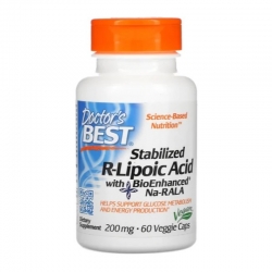 DOCTOR`S BEST Stabilized R-Lipoic Acid with BioEnhanced Na-RALA 200 mg 60 veg caps.
